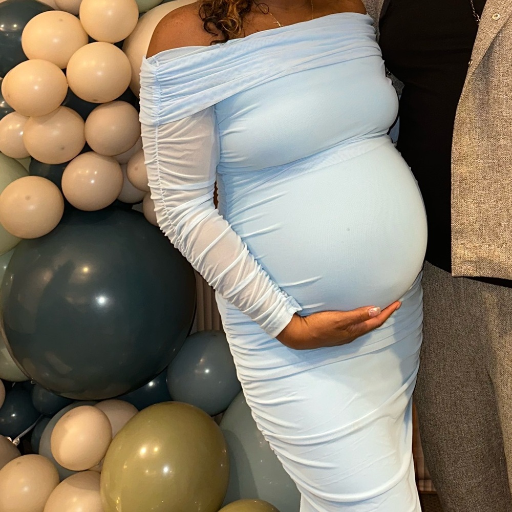 Blue Ruched Dress - Picture 3 of 4